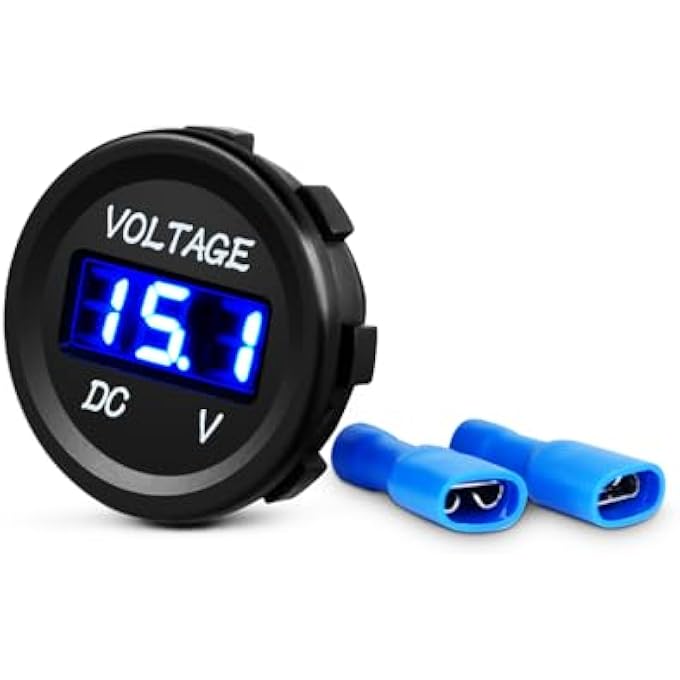 Nilight Led Digital Display Voltmeter Panel Dc12V Waterproof Digital Round Panel Voltvolt Tester Gauge For Boat Marine Vehicle Motorcycle Truck Atv Utv 2 Years Warranty - Image 1