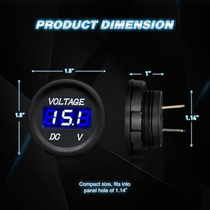 Nilight Led Digital Display Voltmeter Panel Dc12V Waterproof Digital Round Panel Voltvolt Tester Gauge For Boat Marine Vehicle Motorcycle Truck Atv Utv 2 Years Warranty - Image 4