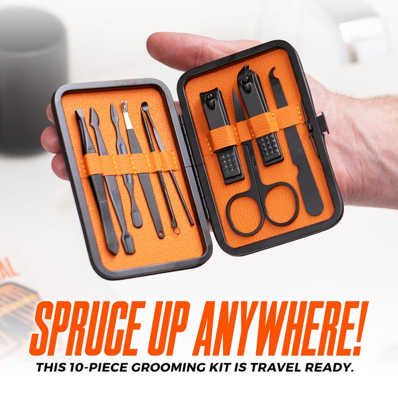 Wild Willies Mens Grooming Kit - 10-Piece Multifunctional Pedicure & Manicure Kit for Women & Men - Personal Hygiene Kit includes Tweezers & Nail Clipper Set, Scissors, Scraping Tool, & More - Image 4