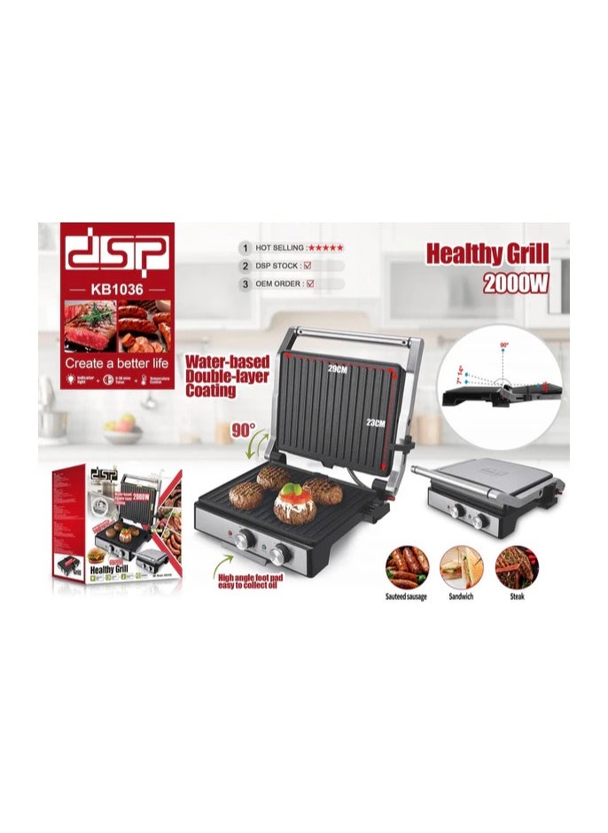 DSP Professional Healthy Electric Grill & Toaster 2000W KB1036 Black*Silver - pzsku/ZD10932C909E650A92B2FZ/45/_/1732620325/f37c754b-89fe-4121-98c6-4a537c2342bf