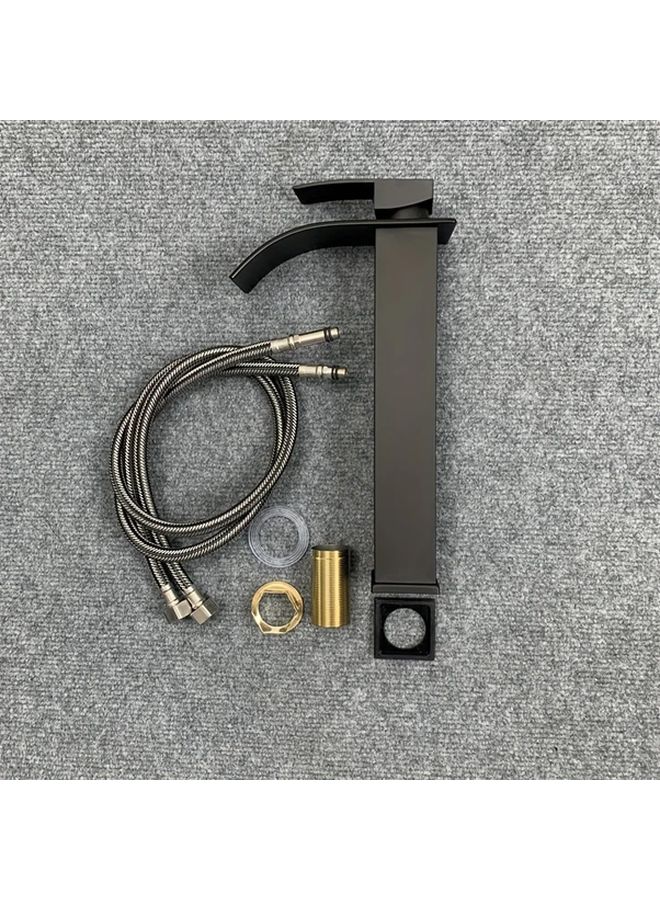 Black Single Hole Waterfall Bathroom Faucet 31 5 Inch Tube Hot Cold Water - Image 1