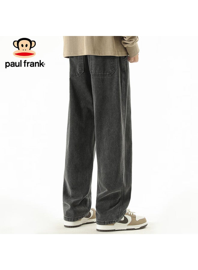 Paul Frank Paul Frank Men's Elastic Waist Loose Wide Leg Jeans Men's Spring Trendy Wide Leg Casual Pants Black Grey 2xl  - Image 5
