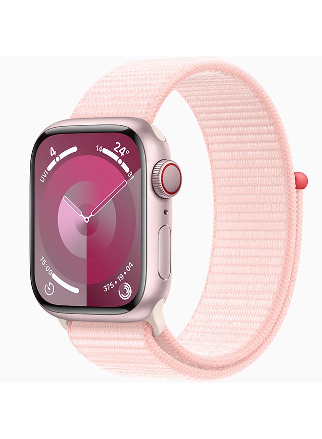 Apple Watch Series 9 GPS + Cellular 41mm Pink Aluminium Case With Light Pink Sport Loop - Image 1