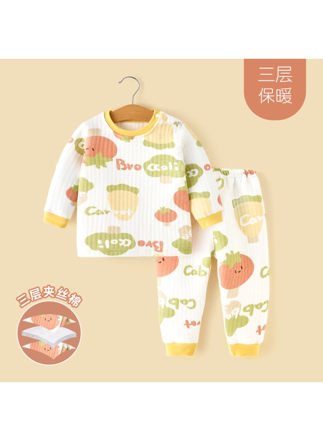 Doxiluka Kids Thermal Underwear Set, Baby Boys & Girls Winter Padded Outfits, Thickened Cotton Long Johns For Cold Weather, Soft Homewear For Toddlers - Image 2
