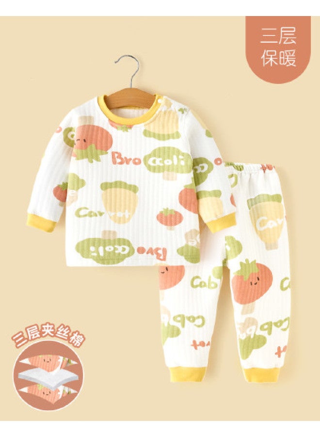 Doxiluka Kids Thermal Underwear Set, Baby Boys & Girls Winter Padded Outfits, Thickened Cotton Long Johns For Cold Weather, Soft Homewear For Toddlers - Image 1
