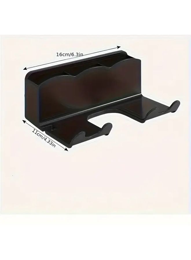 White No Drill Wall Mounted Hair Dryer Holder With Storage Compartments - Image 3