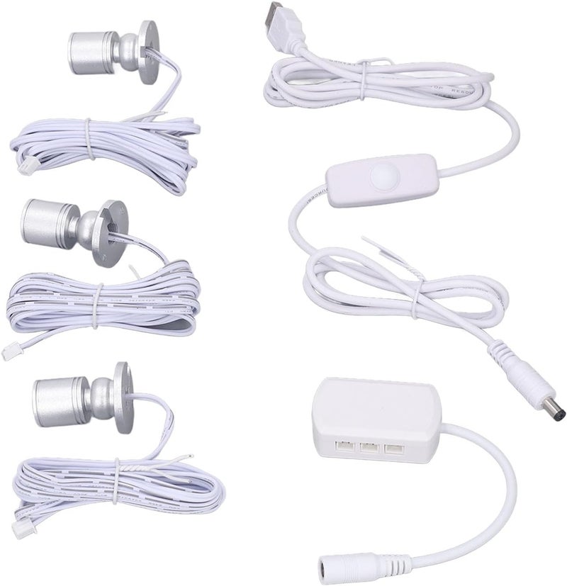 Mini LED Showcase Display Light 5V USB Dimmable Spotlights with Screw Accessories for Cabinets 6.6ft Long Cord, Jewelry, Pictures (Warm Light) - Image 4