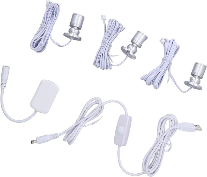 Mini LED Showcase Display Light 5V USB Dimmable Spotlights with Screw Accessories for Cabinets 6.6ft Long Cord, Jewelry, Pictures (Warm Light) - Image 2