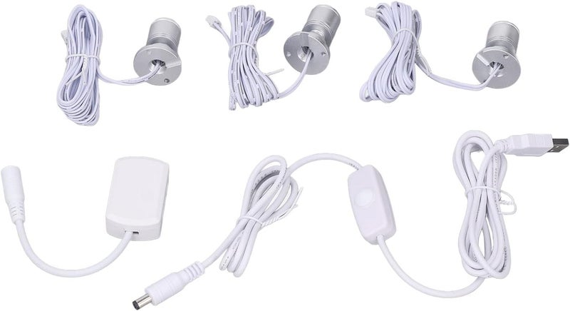Mini LED Showcase Display Light 5V USB Dimmable Spotlights with Screw Accessories for Cabinets 6.6ft Long Cord, Jewelry, Pictures (Warm Light) - Image 3
