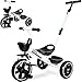 KRIDDO 2in1 Toddler Tricycle for Ages 18 Months to 5 Years Old Extended Push Handle for Effortless Push Gift Trike for Toddler 3 to 5 Year Kids Tricycle with Foldable Front Footrest White - Image 3