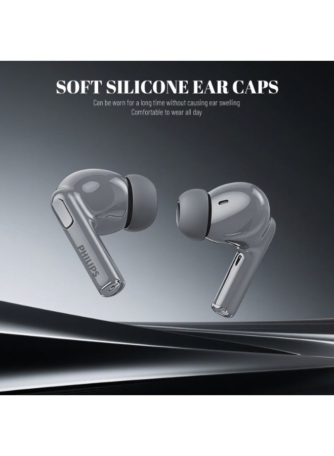 Philips TAT1120,Earphone, True Wireless Earbuds,In-Ear Headphones,IP54 Water and Dust Proof with  ANC,AI Call Noise Reduction, Hi-Fi Spatial Audio, 3D Immersive Sound,Low Latency for Sports, Work, Travel , Grey - Image 2
