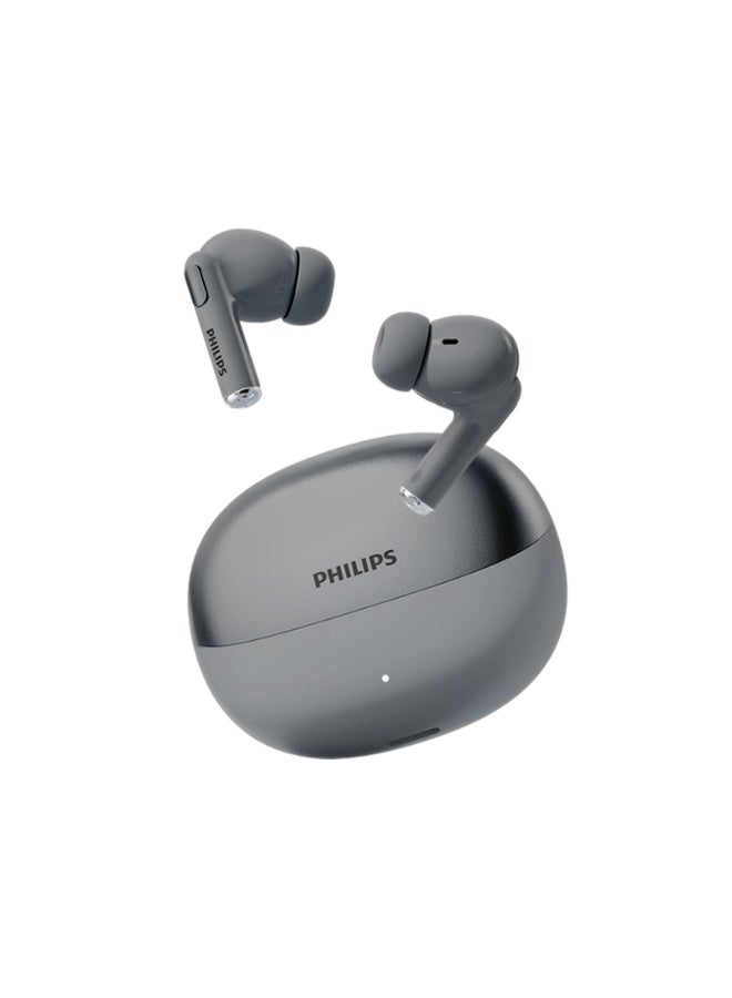 Philips TAT1120,Earphone, True Wireless Earbuds,In-Ear Headphones,IP54 Water and Dust Proof with  ANC,AI Call Noise Reduction, Hi-Fi Spatial Audio, 3D Immersive Sound,Low Latency for Sports, Work, Travel , Grey - Image 1