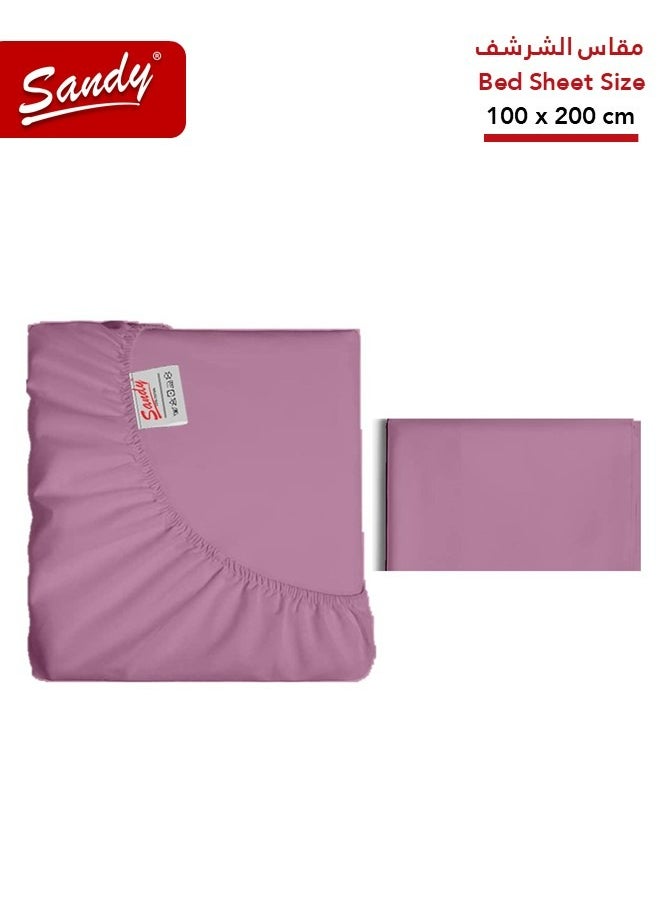 Sandy Sandy Premium Hotel Quality Fitted Sheet and Pillow Case, Bed Sheet 2 Pieces Set, Soft & Breathable and Cooling, Twin Size 100 x 200 cm, Opera Mauve  - Image 1