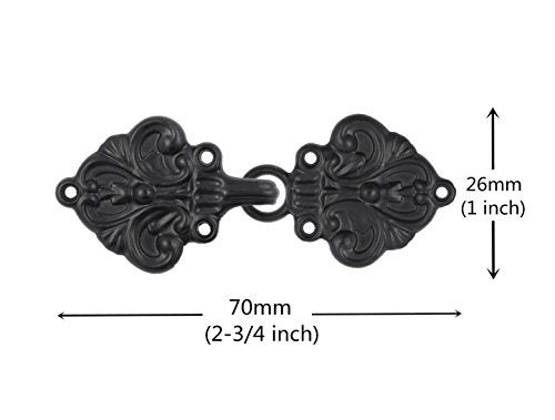 bezelry 4 Pairs Fleur De Lis Cape or Cloak Clasp Fasteners. 70mm x 26mm. Fastened. Sew On Hooks and Eyes Cardigan Clip (Matte Black) - Image 2
