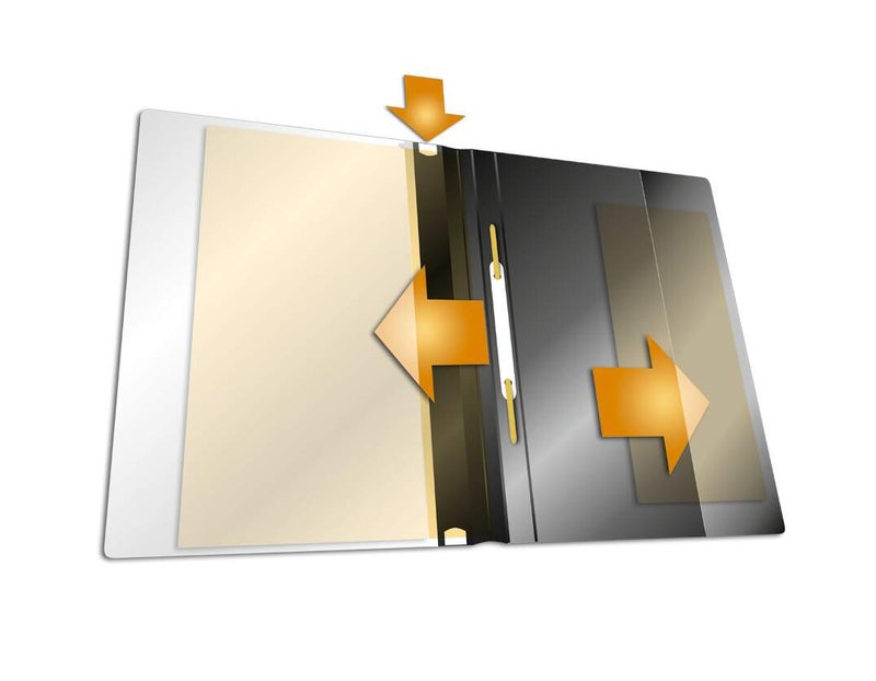Durable Presentation File A4+ | Clear-view Transparent Front & Coloured Back, Extra-wide A4 file folder for documents with Removable Gold Filing Mechanism, Side Labelling, Inside Pocket — DURAPLUS - Image 3