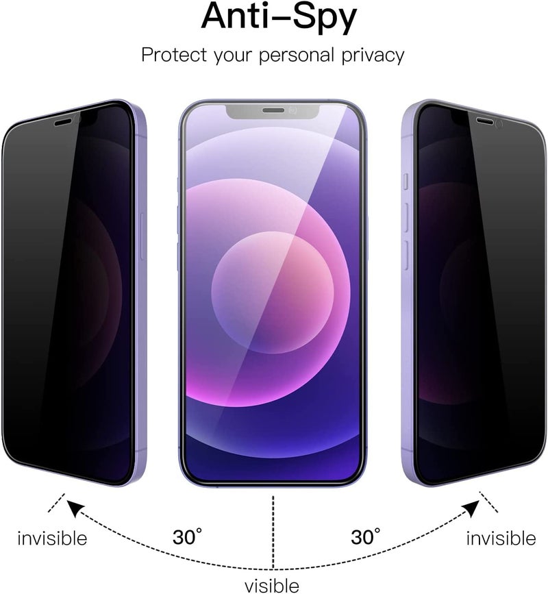 OpenTech ® Privacy Tempered Glass Screen Protector Compatible for iPhone XR / 11 (6.1 Inches) with Edge to Edge Coverage - Anti-Spy, Case Friendly, Anti Scratch and Bubble free installation kit - Image 2