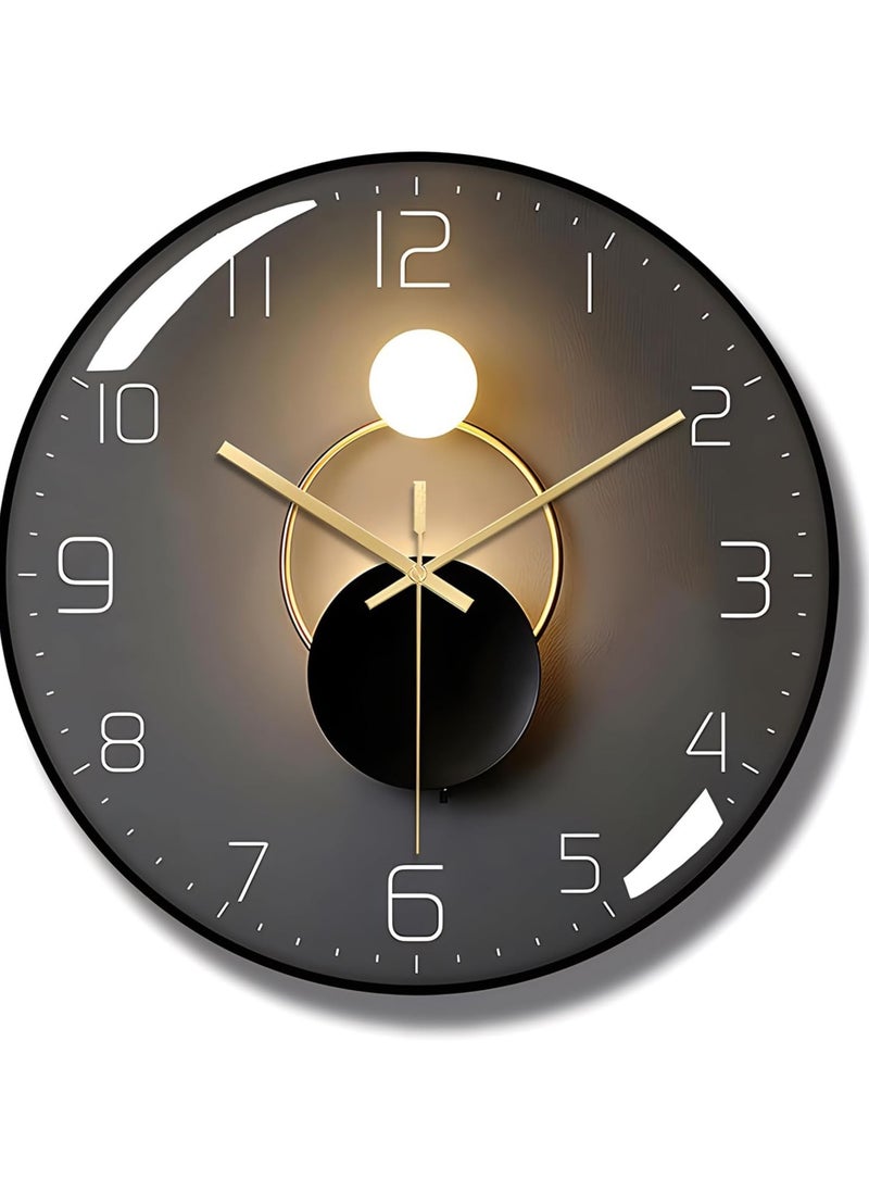 Generic - NBLE Wall Clock,12-inch Silent Round Classroom Clock, 3D Curved Glass Large Wall Clock,Battery Operated Decorative Wall Clocks, for Living Room Bedroom Office Wall Decoration-Black - Image 1