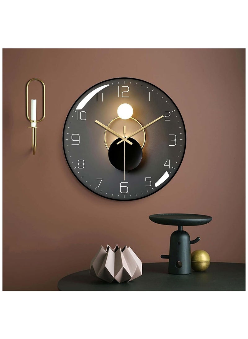 Generic - NBLE Wall Clock,12-inch Silent Round Classroom Clock, 3D Curved Glass Large Wall Clock,Battery Operated Decorative Wall Clocks, for Living Room Bedroom Office Wall Decoration-Black - Image 1