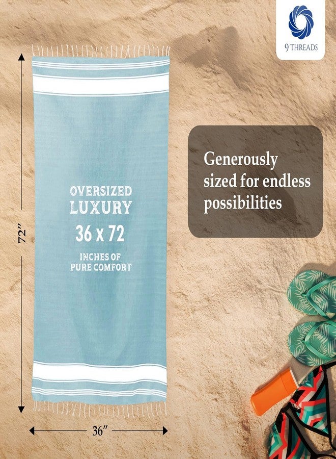9Threads Cotton Turkish Beach Towel Towels Oversized 36"x72" Pool Absorbent Extra Large Quick Dry Sand Travel Towel (Green, 4 Pack) - Image 4