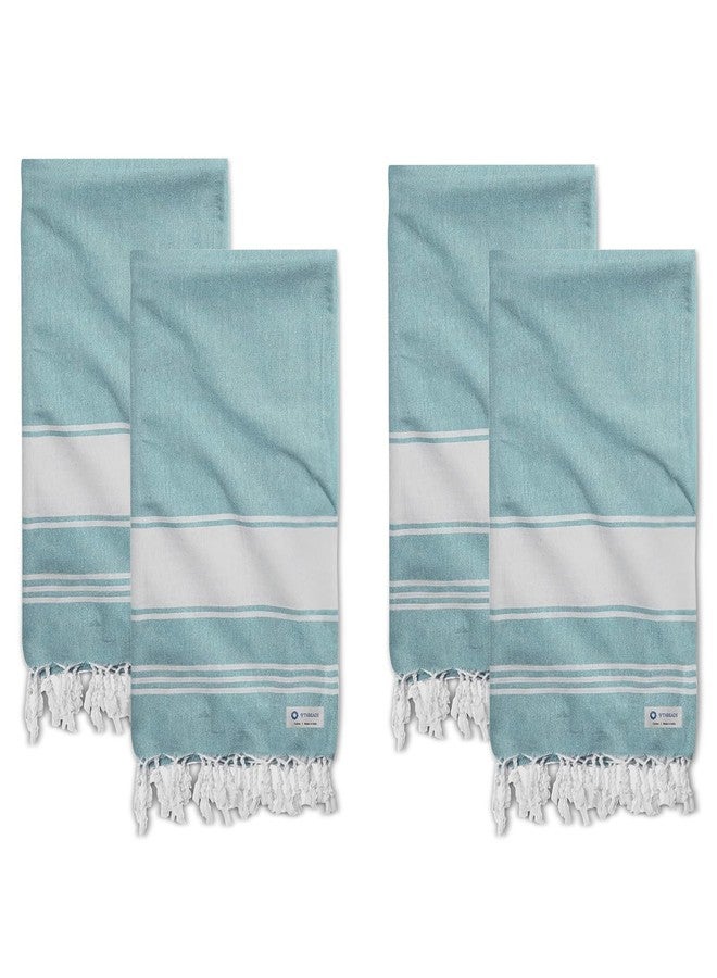 9Threads Cotton Turkish Beach Towel Towels Oversized 36"x72" Pool Absorbent Extra Large Quick Dry Sand Travel Towel (Green, 4 Pack) - Image 2