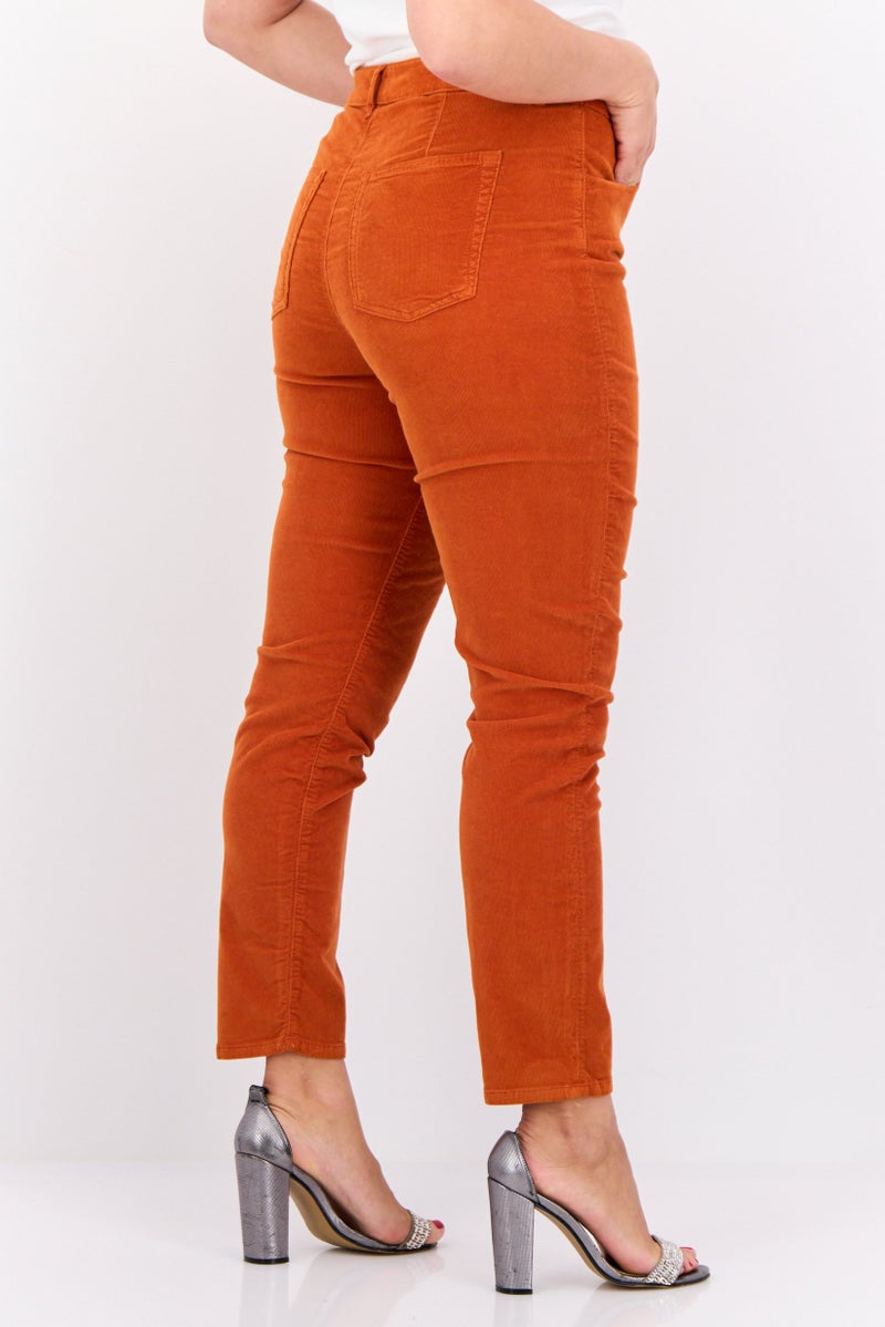 GANT Women Slim Fit Ribbed Corduroy Farla Pants, Rust  - Image 2
