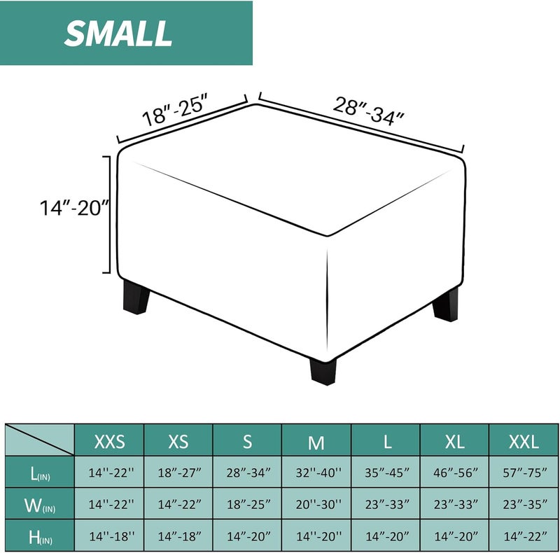 MAXIJIN Velvet Ottoman Cover Rectangular Stretch Square Ottoman Covers Slipcover Rectangle Washable Foot Stool Cover Thick Storage Protector with Elastic Bottom (Ottoman Small, Beige) - Image 3