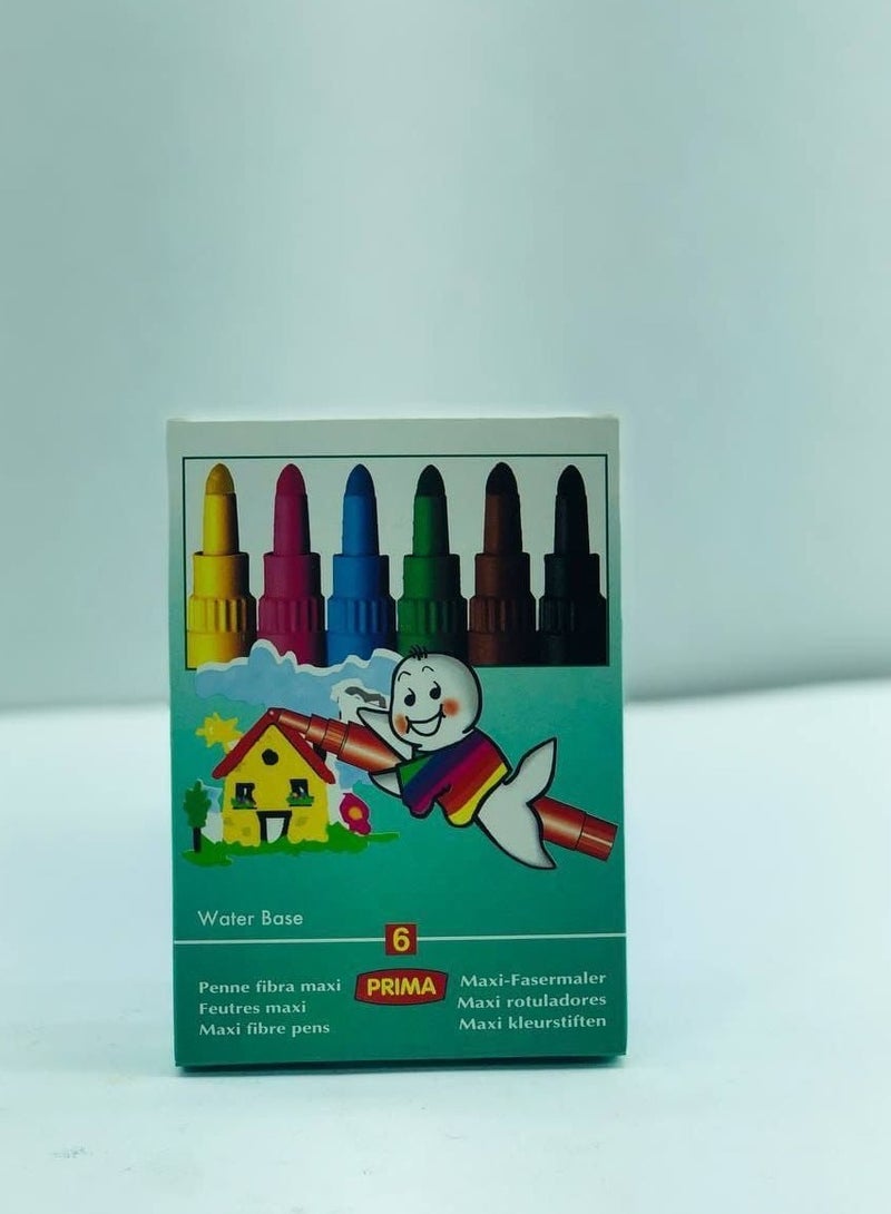 بريما الوان الفلوماستر القلم التخين العلبة : 6 قلم الوان متعدد الالوان من بريما - Image 2