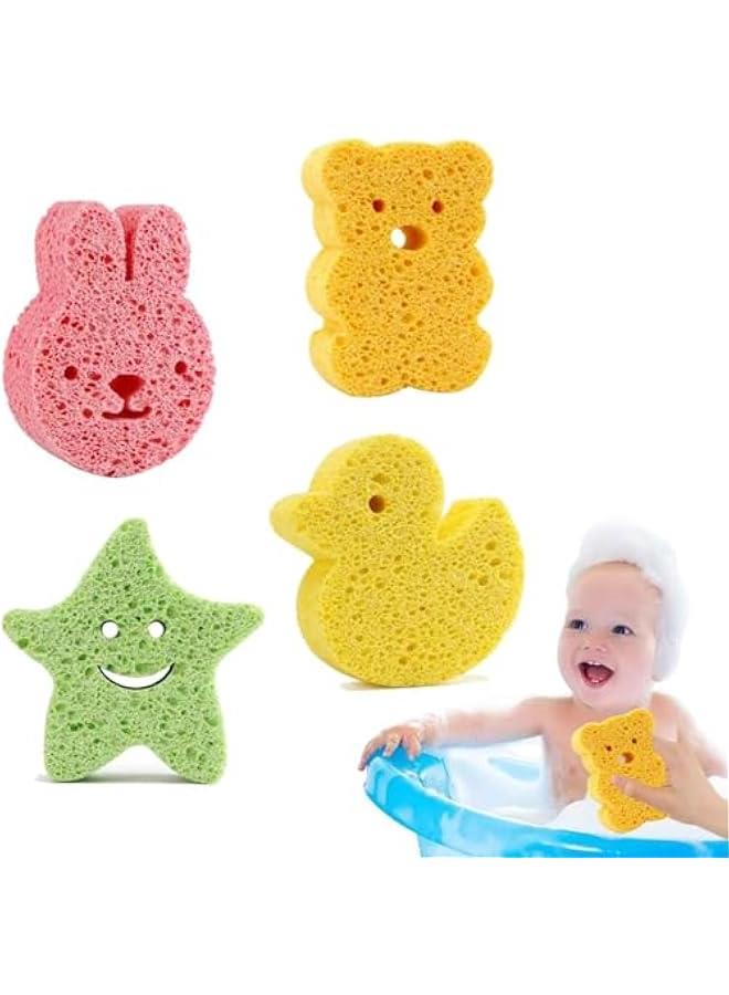 4Pcs Baby Sponge for Bath - Cute Baby Shower Sponge Kids Bath Sponge, Baby Sponges for Bath Newborn Gentle on Newborn and Toddler Skin, Bath Care Baby Sponges for Kids & Toddlers - Image 1