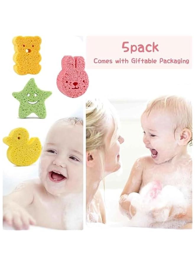 4Pcs Baby Sponge for Bath - Cute Baby Shower Sponge Kids Bath Sponge, Baby Sponges for Bath Newborn Gentle on Newborn and Toddler Skin, Bath Care Baby Sponges for Kids & Toddlers - Image 4