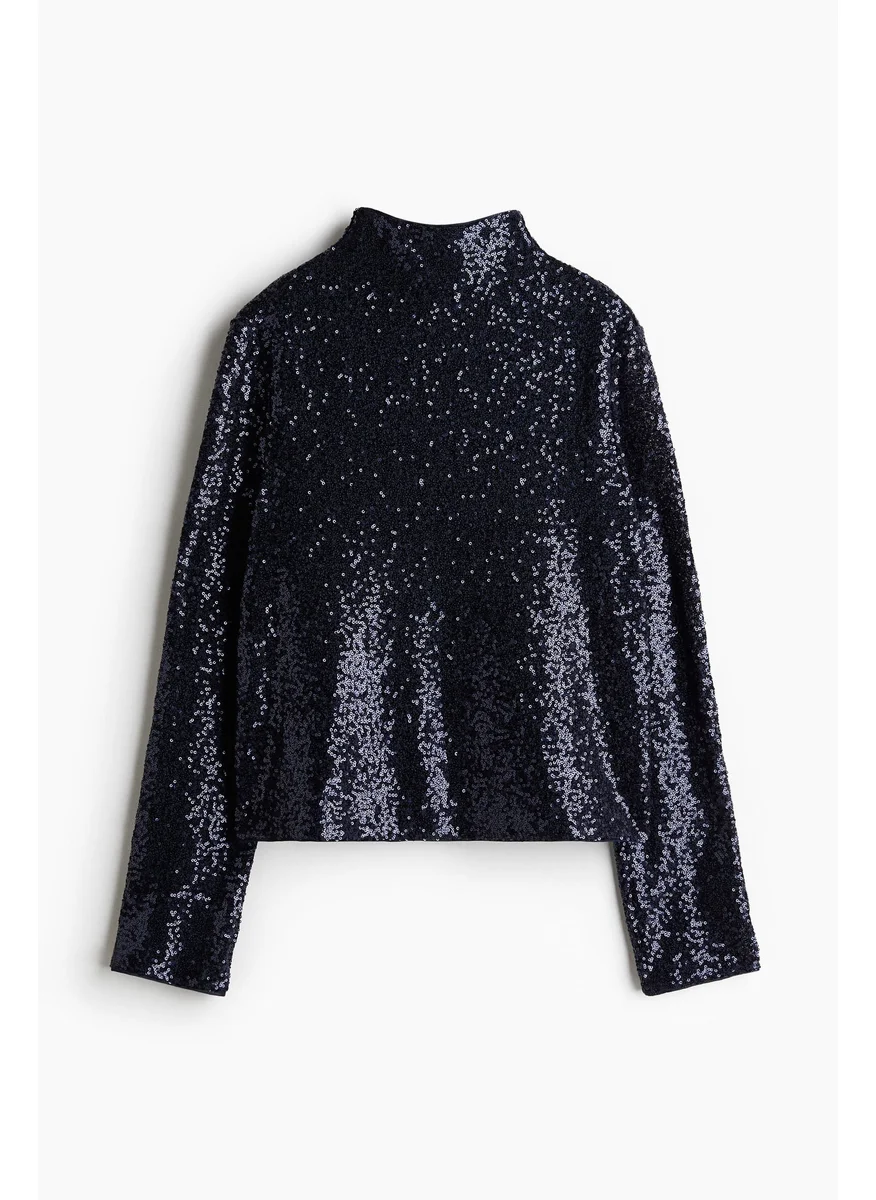 اتش اند ام Sequined Turtleneck Top