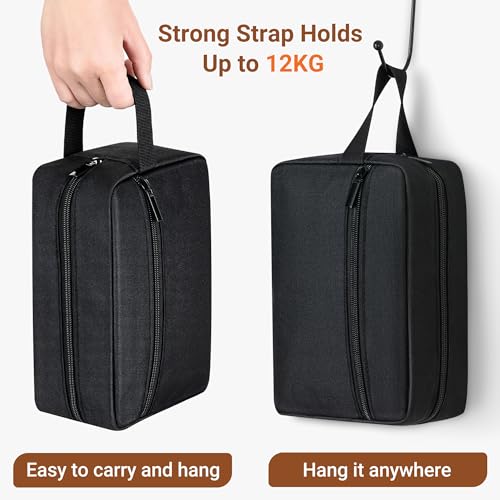 Elviros Travel Toiletry Bag for Women and Men,Lightweight Makeup Bag Hanging Dopp Kit with Shaving Compartment Cosmetic Organizer Large Tool Bag Travel Essentials,Gifts for Men(Large,Black) - Image 4