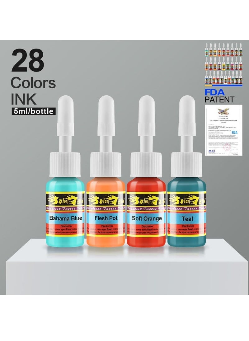 solong tattoo - Solong Tattoo Ink Set 28 Colors Pigment Kit 1/6oz (5ml) Tattoo Supply Ink for Tattoo Kit TI1001-5-28 - Image 1