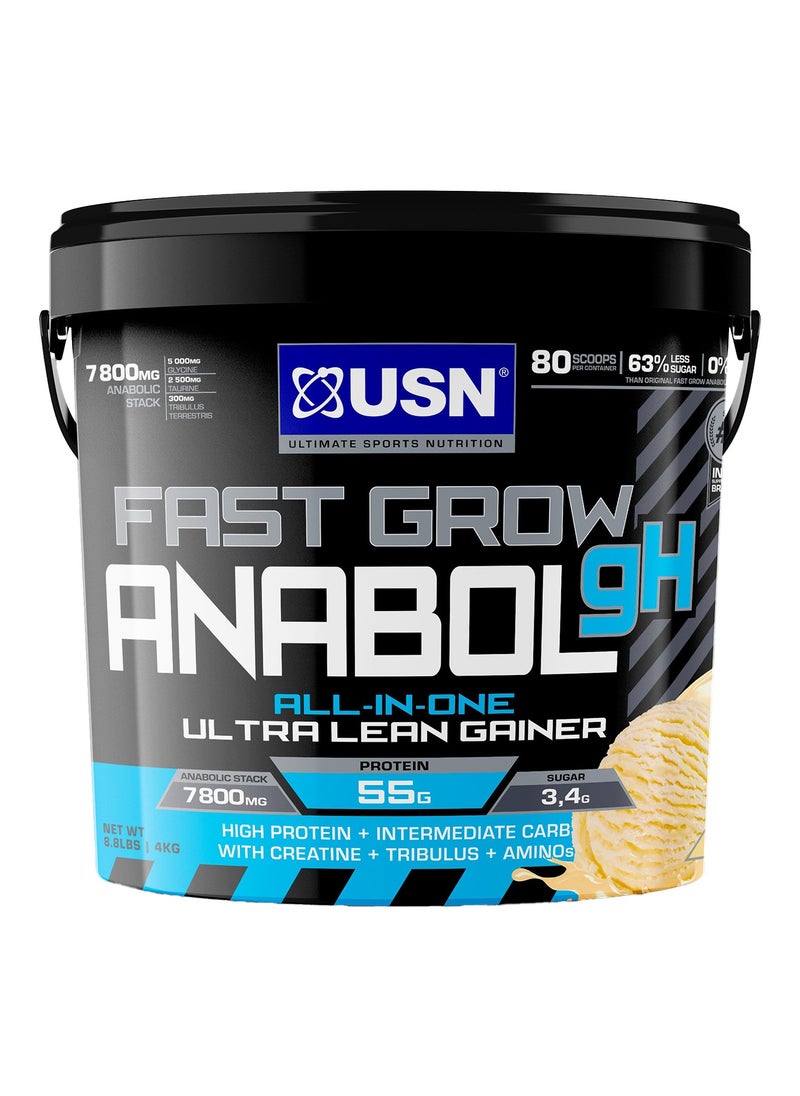 USN - USN Fast Grow Anabol GH Vanilla All-in-one Protein Powder Shake (4kg): Workout-Boosting, Anabolic Protein Powder for Muscle Gain - Image 1
