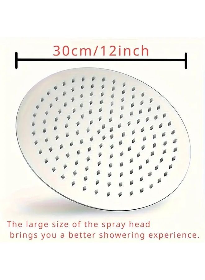 12 Inch Chrome Rainfall Showerhead High Pressure Stainless Steel Water Saving Wall Mounted - Image 4