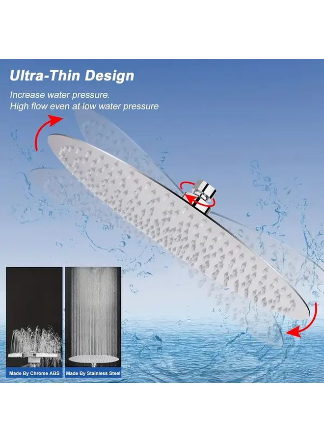 12 Inch Chrome Rainfall Showerhead High Pressure Stainless Steel Water Saving Wall Mounted - Image 5