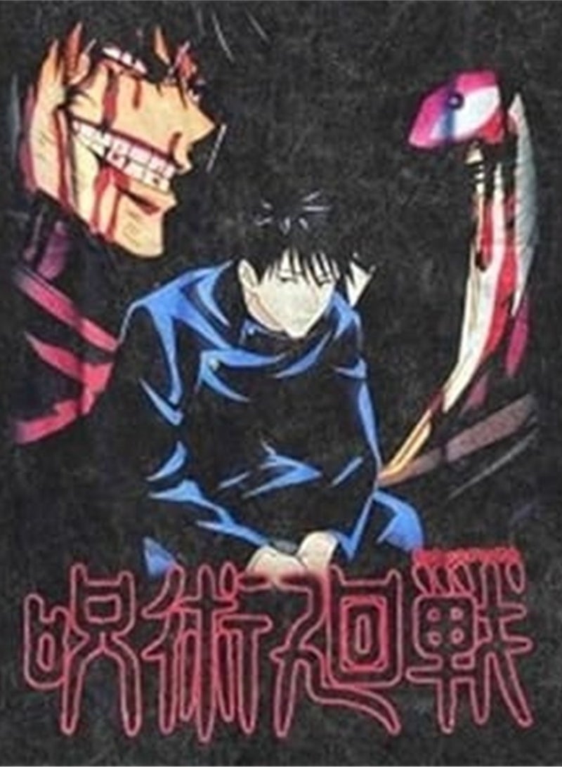 تي شيرت ريترو مغسول الشارع الهيب هوب أنيمي Jujutsu Kaisen قطن صيفي كاجوال بأكمام قصيرة - Image 3