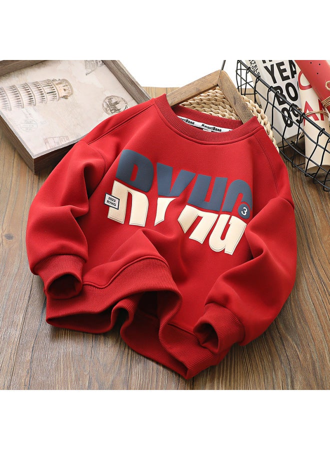 WINTER Kids' Clothing Boys' Fleece Hoodie New Autumn Style Children's Outerwear Thick Cotton Top Trendy - Image 1