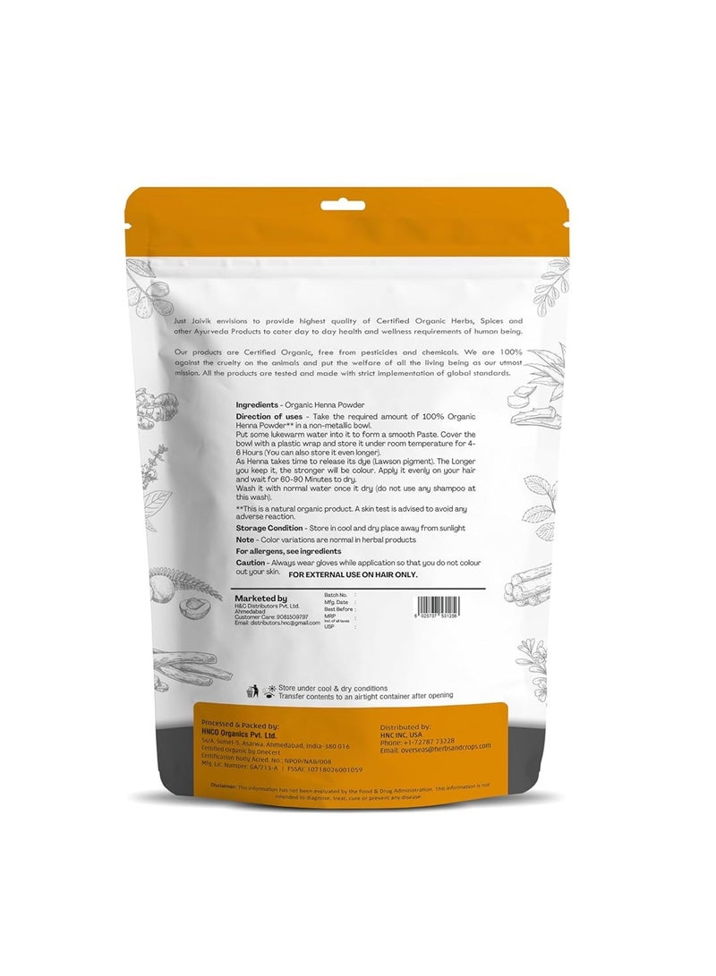 Just Jaivik Just Jaivik Henna Powder (Lawsonia Inermis) for Hair - 100% Natural, USDA Certified Organic by OneCert Asia, No Chemicals or Additives, 227 Gms / 0.5 LB/ 8 Oz - Image 2