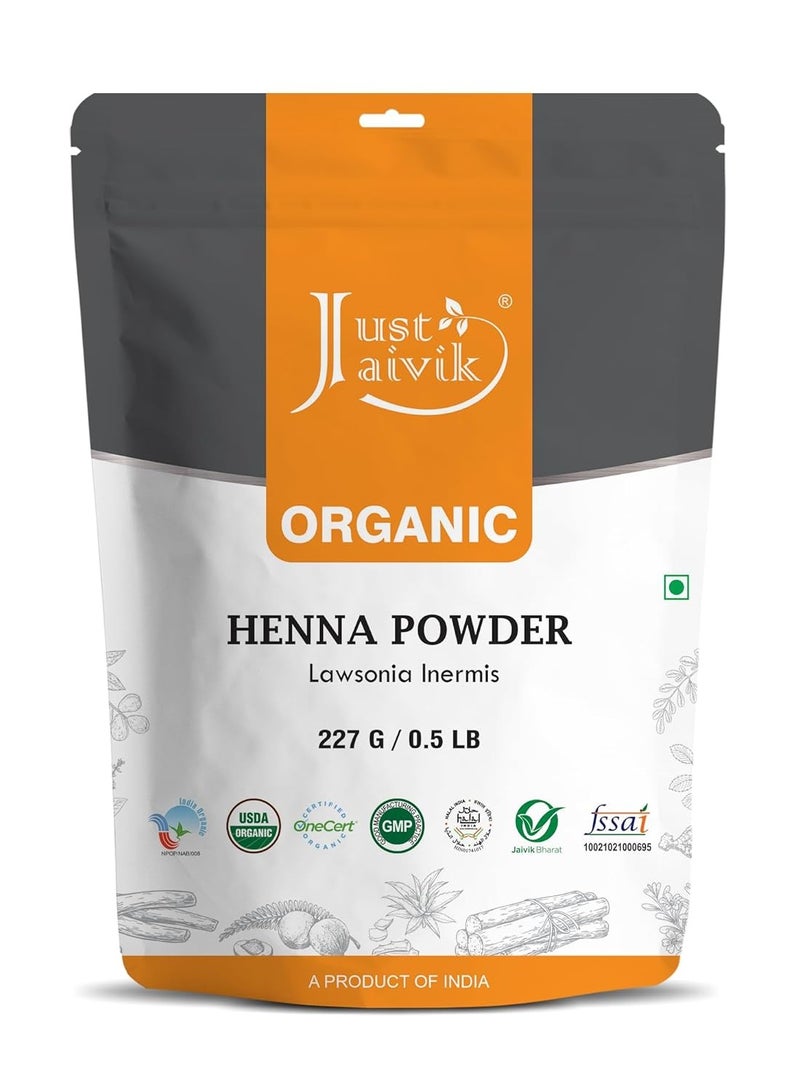 Just Jaivik Just Jaivik Henna Powder (Lawsonia Inermis) for Hair - 100% Natural, USDA Certified Organic by OneCert Asia, No Chemicals or Additives, 227 Gms / 0.5 LB/ 8 Oz - Image 1