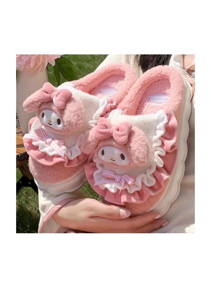 general Cute Melody Cotton Slippers Cute Plush Slippers Ladies Cartoon Home Cotton Slippers Silent Warm Shoes Indoor Home Shoes Ladies - Image 2