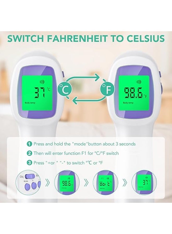 Infrared Forehead Thermometer for Adults & Kids – Touchless Digital Temperature Measurement – Fever Alarm & Memory Function for Daily Home Use - Image 4