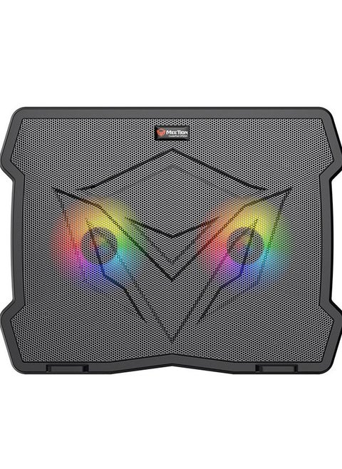 قاعدة تبريد طراز CP2020 من ميشن - قاعدة تبريد للاب توب للالعاب RGB قابلة للتعديل - مع مراوح مزدوجة - حتى 14 بوصة - 2 × USB | MT-CP2020 - اسود