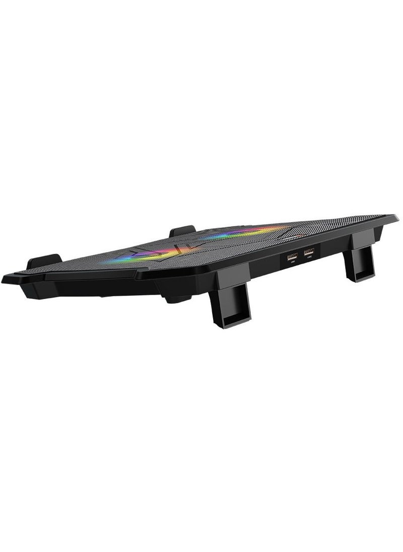 ماركة غير محددة - قاعدة تبريد طراز CP2020 من ميشن - قاعدة تبريد للاب توب للالعاب RGB قابلة للتعديل - مع مراوح مزدوجة - حتى 14 بوصة - 2 × USB | MT-CP2020 - اسود - Image 1