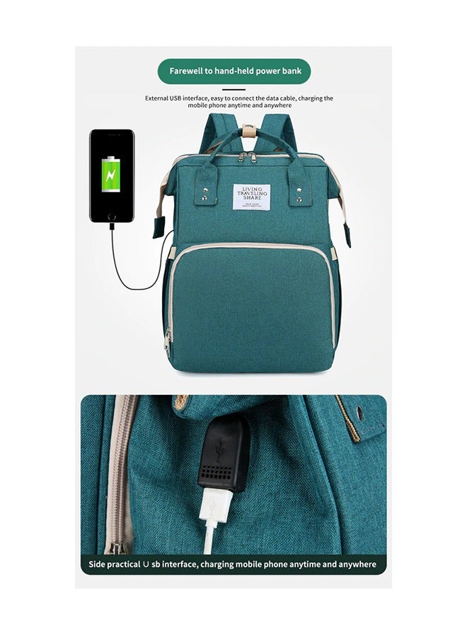 Loquat New Style Multifunctional Portable Mommy Bed Backpack With Mosquito Net For Baby- Green - Image 3