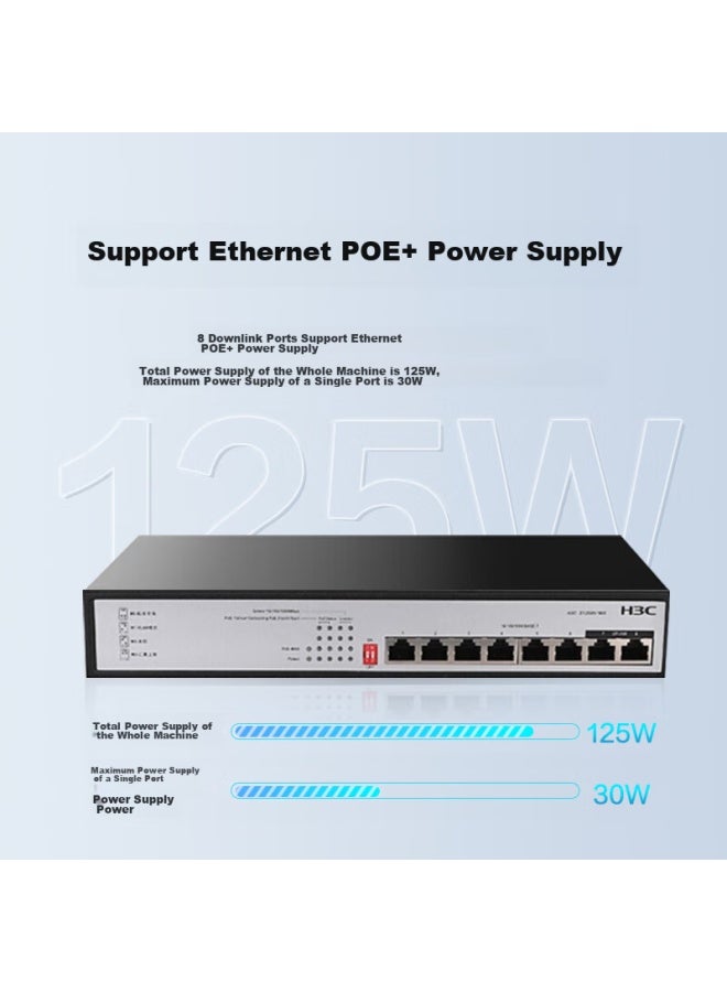 H3c 8-port Gigabit Poe Switch, Enterprise-grade Network Monitoring Splitter, Poe Power 125w, S1208v-hpwr - Image 3