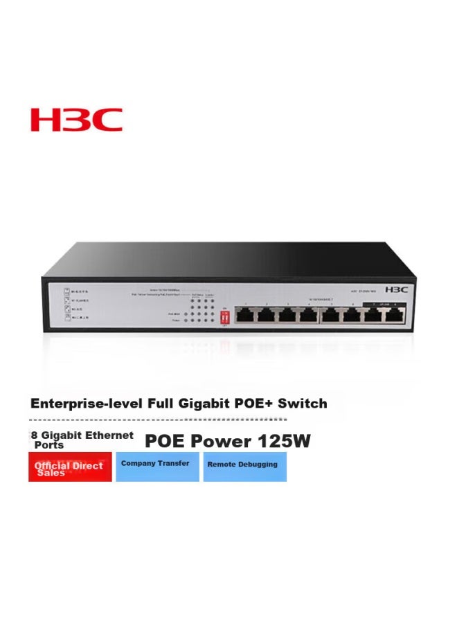 H3c 8-port Gigabit Poe Switch, Enterprise-grade Network Monitoring Splitter, Poe Power 125w, S1208v-hpwr - Image 1
