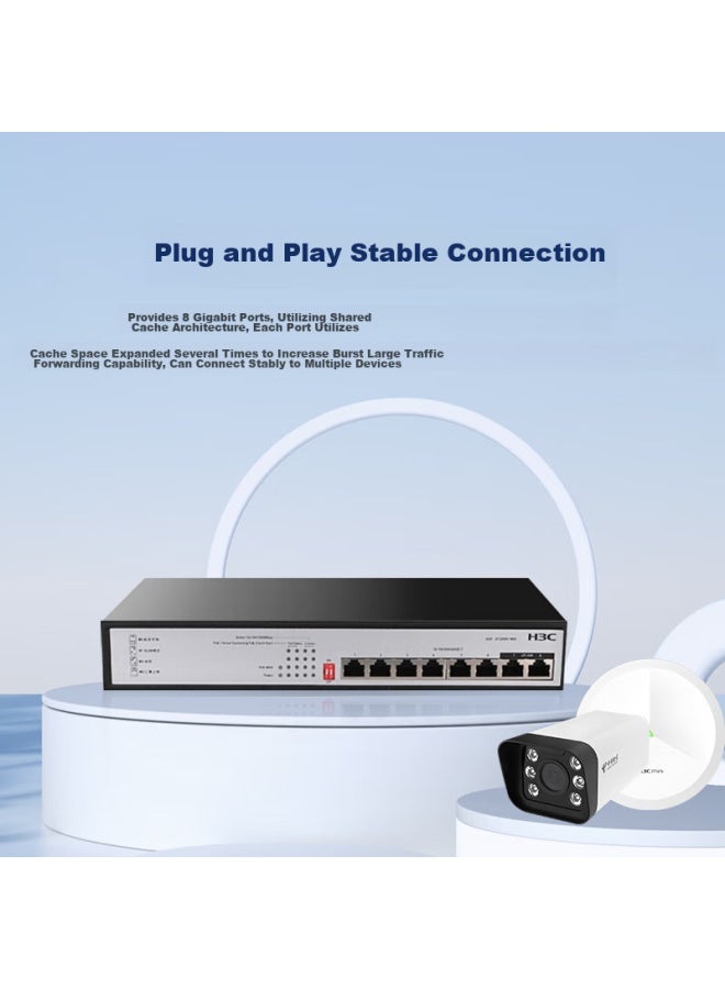 H3c 8-port Gigabit Poe Switch, Enterprise-grade Network Monitoring Splitter, Poe Power 125w, S1208v-hpwr - Image 2