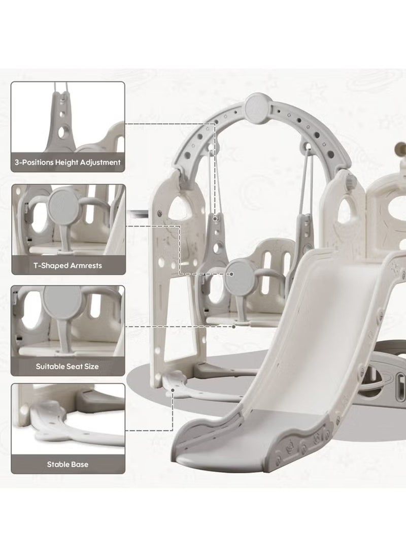 EzzySo مجموعة زلاجة وأرجوحة للأطفال 3 في 1، ملعب داخلي/خارجي للأطفال مع سلة كرة سلة، مجموعة زلاجة للأطفال الصغار للعب الأولاد والبنات في الفناء الخلفي - Image 3