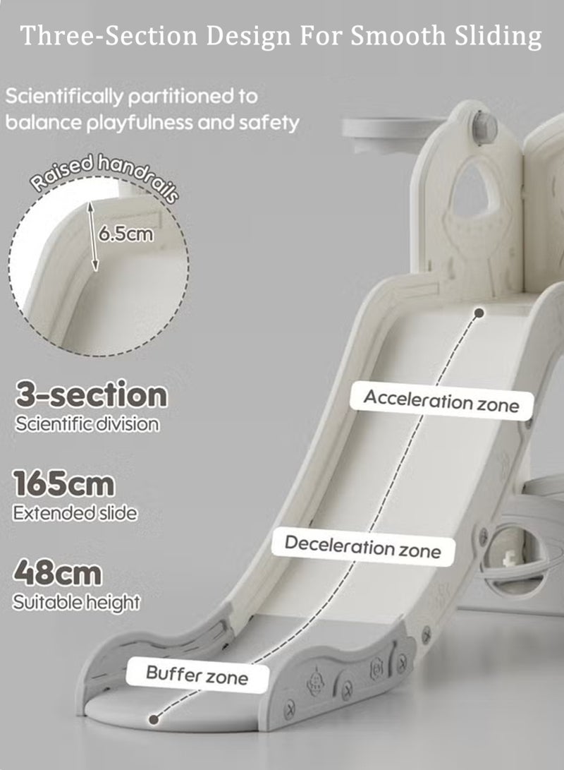 EzzySo مجموعة زلاجة وأرجوحة للأطفال 3 في 1، ملعب داخلي/خارجي للأطفال مع سلة كرة سلة، مجموعة زلاجة للأطفال الصغار للعب الأولاد والبنات في الفناء الخلفي - Image 4