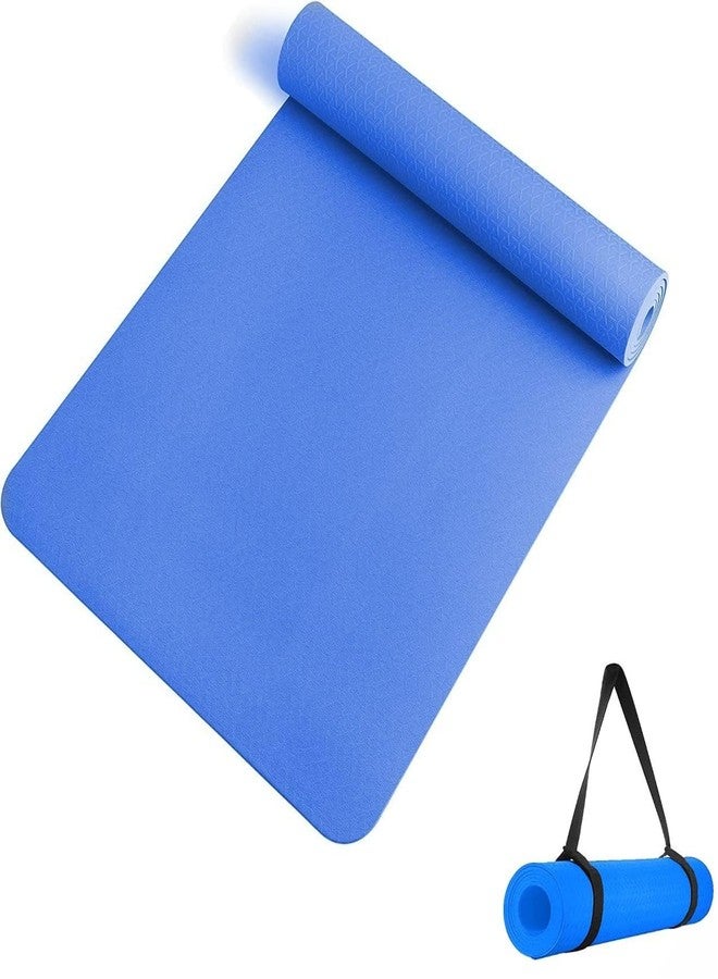 SIMESTICH Yoga Mat for Yoga Exercise & Gym Workout with Carry Bag - Anti-Slip/Anti-Skid EVA Mat for Men & Women Fitness - Blue 4mm Extra Thick, Anti-Tear for Home & Gym Use (BLUE) - Image 2